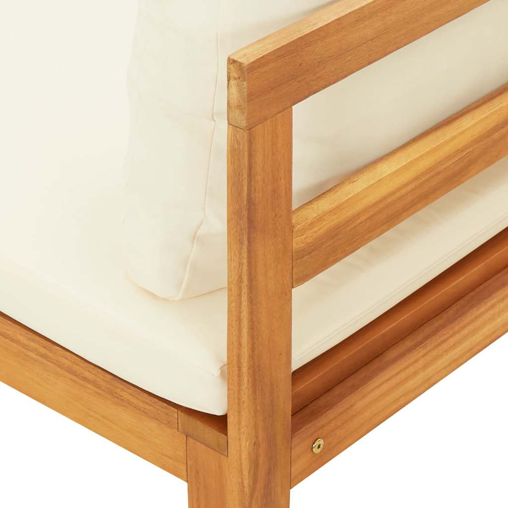 vidaXL Banc de jardin avec table et coussins blanc crème Bois d'acacia massif
