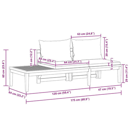 vidaXL Banc de jardin avec table et coussins blanc crème Bois d'acacia massif