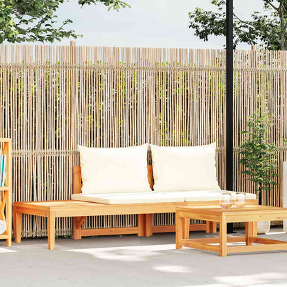 vidaXL Banc de jardin avec table et coussins blanc crème Bois d'acacia massif