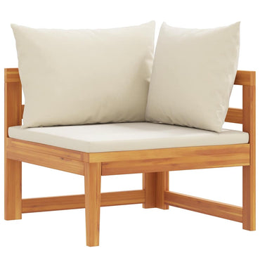 vidaXL Canapé d'angle avec coussins crème bois d'acacia massif