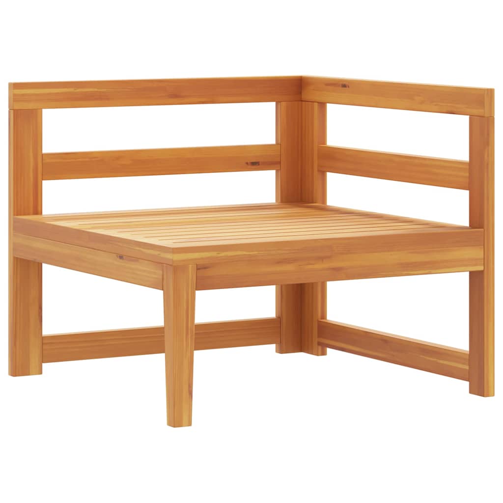 vidaXL Canapé d'angle avec coussins crème bois d'acacia massif