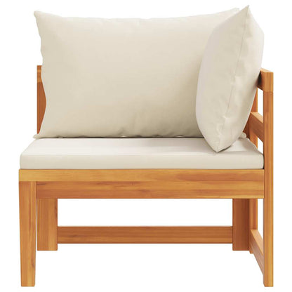 vidaXL Canapé d'angle avec coussins crème bois d'acacia massif