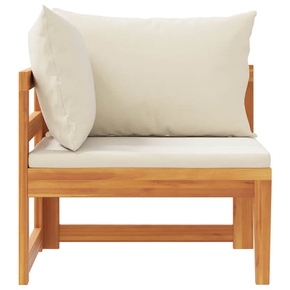 vidaXL Canapé d'angle avec coussins crème bois d'acacia massif