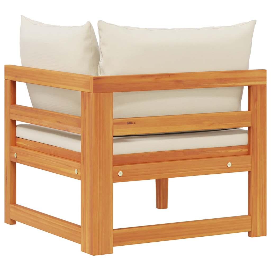 vidaXL Canapé d'angle avec coussins crème bois d'acacia massif
