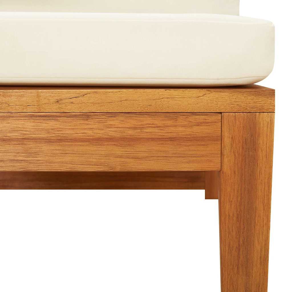 vidaXL Canapé d'angle avec coussins crème bois d'acacia massif