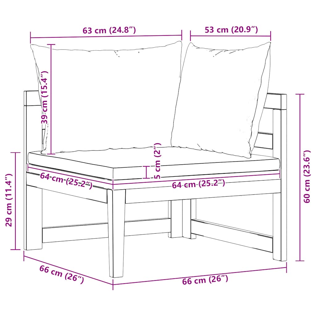 vidaXL Canapé d'angle avec coussins crème bois d'acacia massif