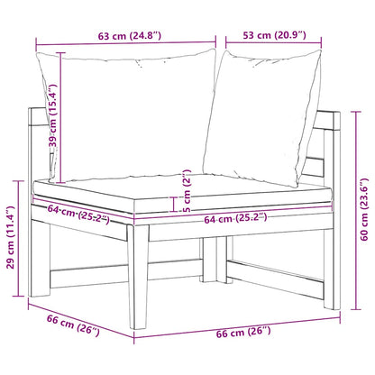 vidaXL Canapé d'angle avec coussins crème bois d'acacia massif