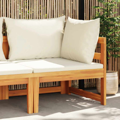 vidaXL Canapé d'angle avec coussins crème bois d'acacia massif