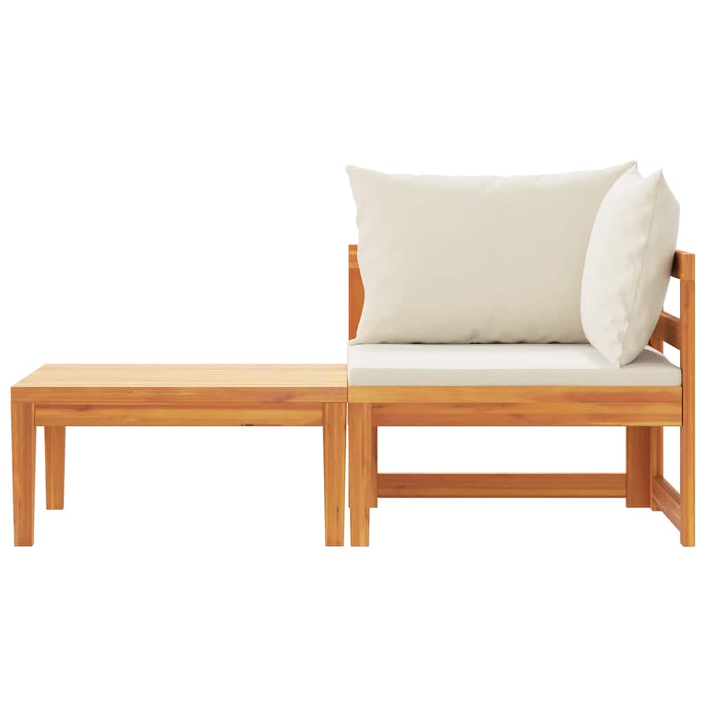 vidaXL Ensemble de salon de jardin 2 pcs avec coussins Crème Bois d'acacia