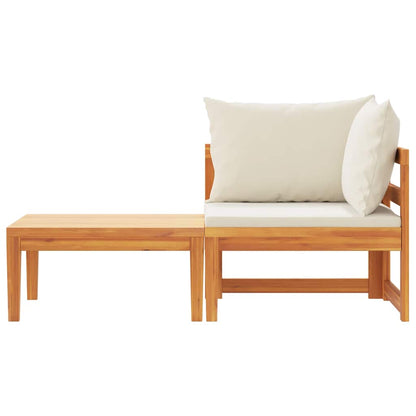 vidaXL Ensemble de salon de jardin 2 pcs avec coussins Crème Bois d'acacia