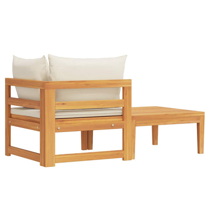 vidaXL Ensemble de salon de jardin 2 pcs avec coussins Crème Bois d'acacia