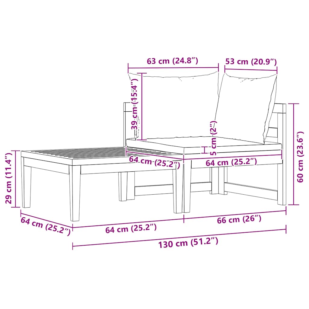 vidaXL Ensemble de salon de jardin 2 pcs avec coussins Crème Bois d'acacia