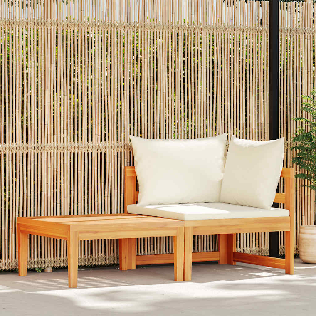 vidaXL Ensemble de salon de jardin 2 pcs avec coussins Crème Bois d'acacia