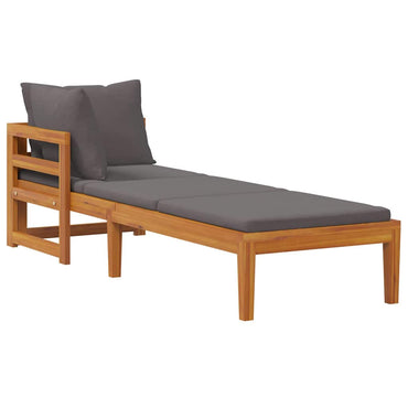vidaXL Chaise longue à 1 accoudoir Gris foncé Bois d'acacia massif