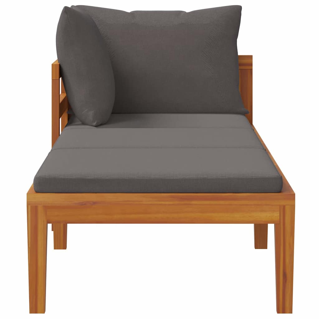 Sonnenliege mit 1 Armlehne Dunkelgrau Massivholz Akazie