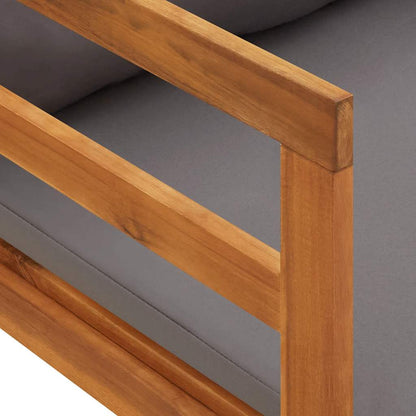 Sonnenliege mit 1 Armlehne Dunkelgrau Massivholz Akazie