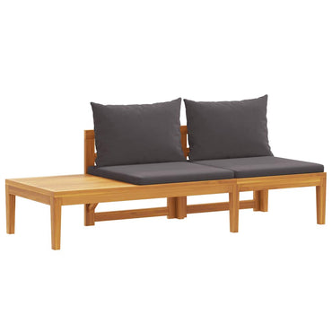 vidaXL Banc de jardin avec table et coussins gris foncé Bois d'acacia massif