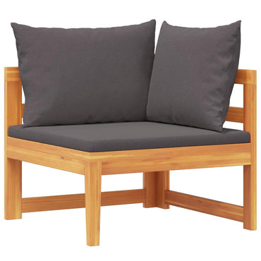 vidaXL Canapé d'angle avec coussins gris foncé Bois d'acacia massif
