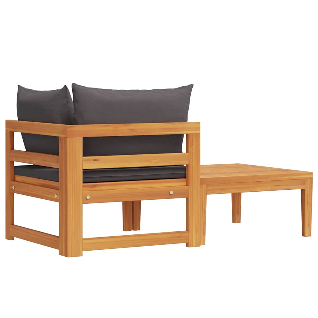 vidaXL 2-tlg. Garten-Lounge-Set mit Dunkelgrauen Kissen Akazienholz