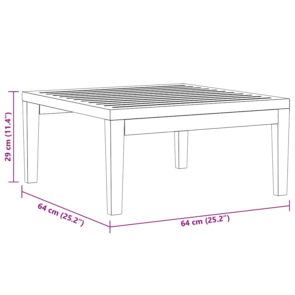 vidaXL Table de jardin 64x64x29 cm Bois d'acacia massif