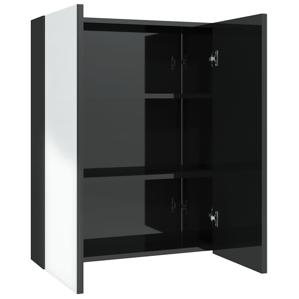 vidaXL Armoire de toilette à miroir 60x15x75 cm MDF Noir brillant
