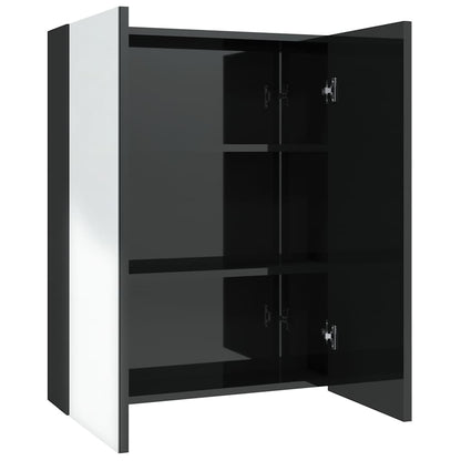 vidaXL Armoire de toilette à miroir 60x15x75 cm MDF Noir brillant