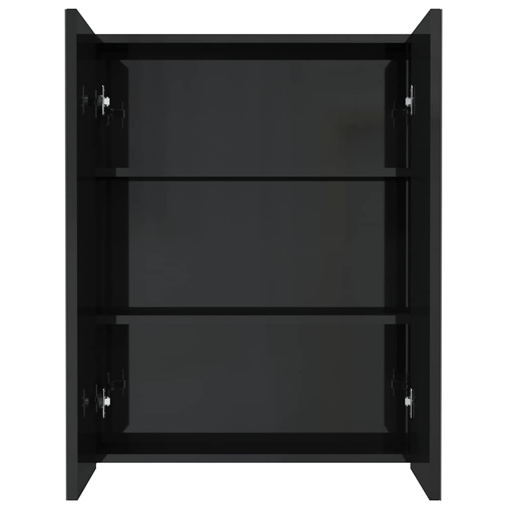 vidaXL Armoire de toilette à miroir 60x15x75 cm MDF Noir brillant
