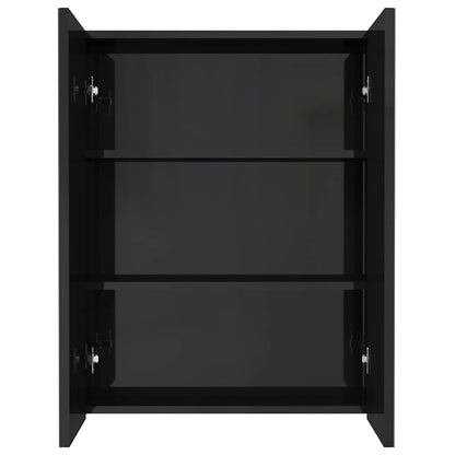 vidaXL Armoire de toilette à miroir 60x15x75 cm MDF Noir brillant