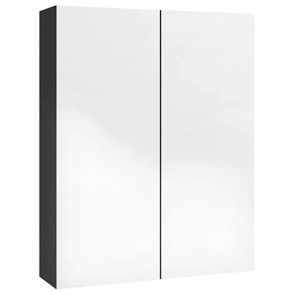 vidaXL Armoire de toilette à miroir 60x15x75 cm MDF Noir brillant