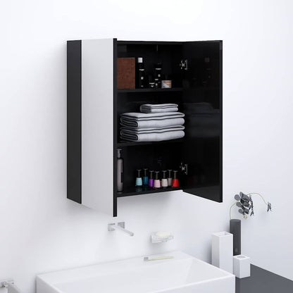 vidaXL Armoire de toilette à miroir 60x15x75 cm MDF Noir brillant