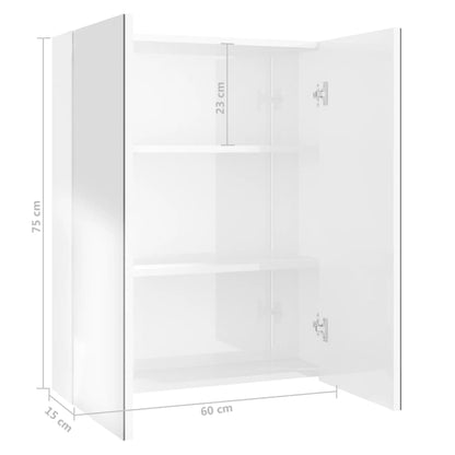 vidaXL Armoire de toilette 60x15x75 cm MDF Blanc Brillant