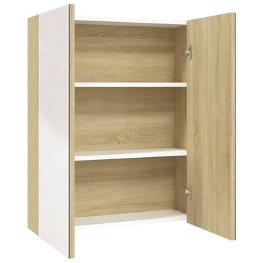 vidaXL Armoire de toilette 60x15x75 cm MDF Blanc et aspect chêne