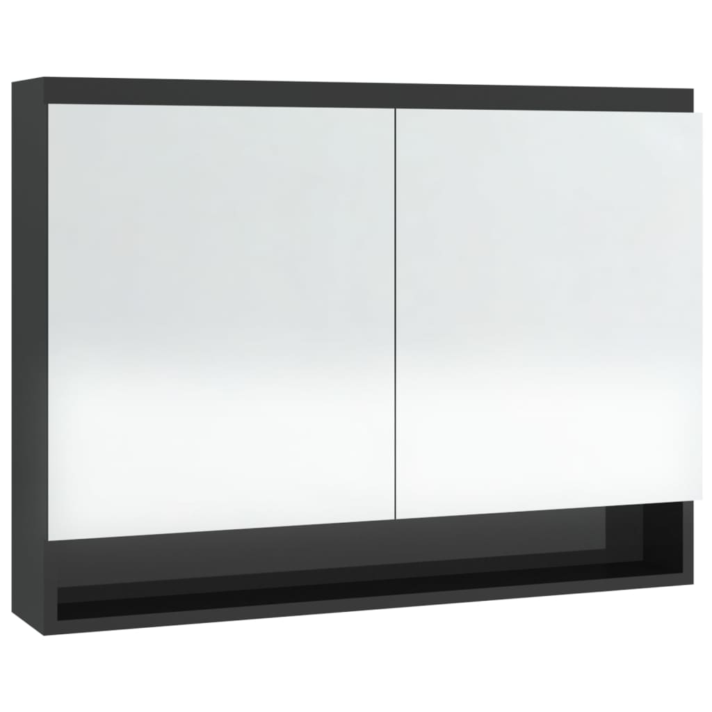 vidaXL Armoire de toilette à miroir 80x15x60 cm Noir brillant