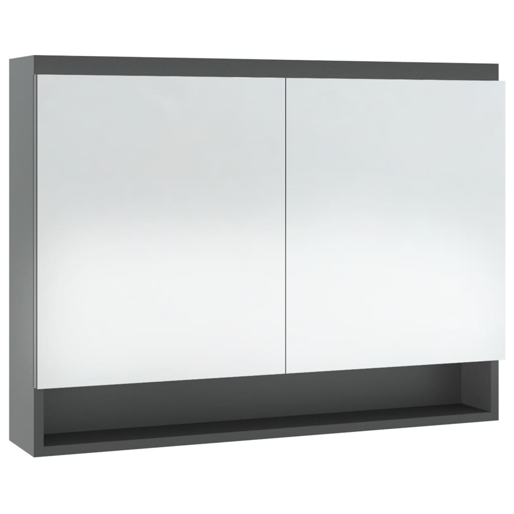 vidaXL Armoire de toilette à miroir 80x15x60 cm MDF Gris