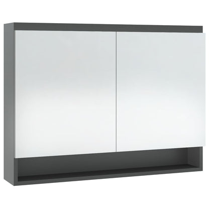 vidaXL Armoire de toilette à miroir 80x15x60 cm MDF Gris