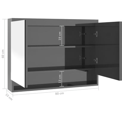 vidaXL Armoire de toilette à miroir 80x15x60 cm MDF Gris