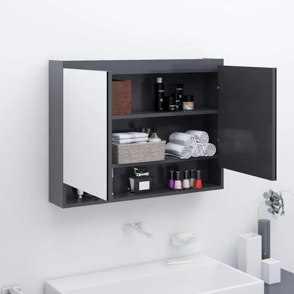 vidaXL Armoire de toilette à miroir 80x15x60 cm MDF Gris