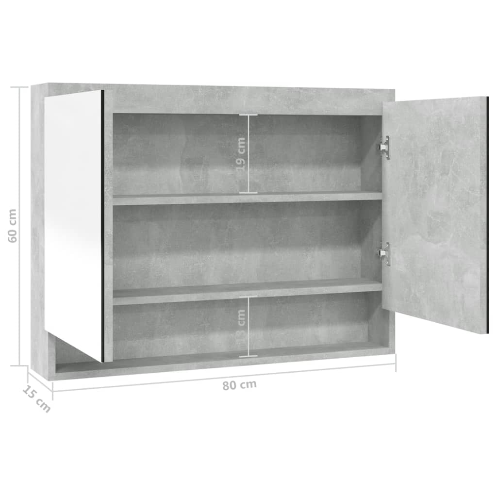 vidaXL Armoire de toilette 80x15x60 cm MDF Gris béton