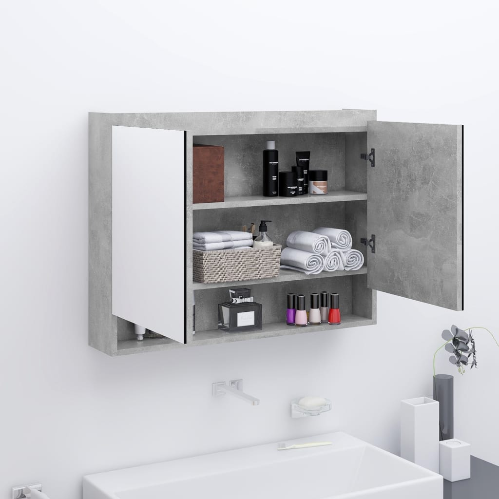 vidaXL Armoire de toilette 80x15x60 cm MDF Gris béton
