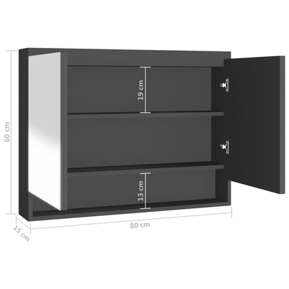 vidaXL Armoire de toilette à miroir 80x15x60 cm MDF Anthracite