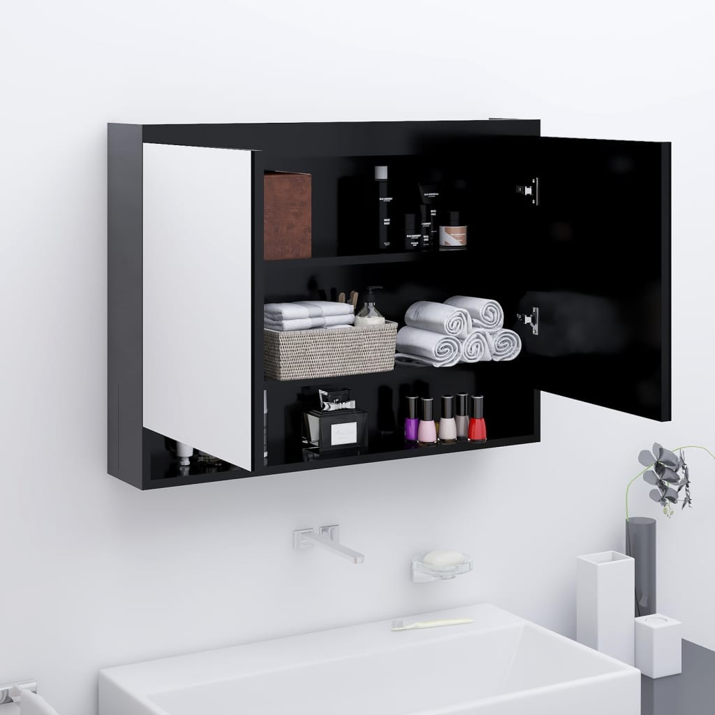 vidaXL Armoire de toilette à miroir 80x15x60 cm MDF Anthracite