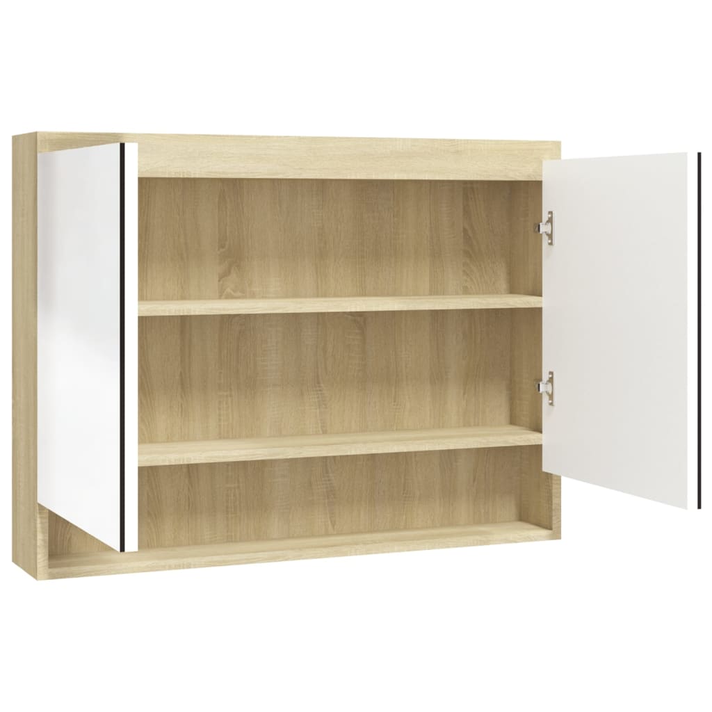 vidaXL Armoire de toilette 80x15x60 cm MDF Blanc et Aspect Chêne