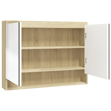 vidaXL Armoire de toilette 80x15x60 cm MDF Blanc et Aspect Chêne