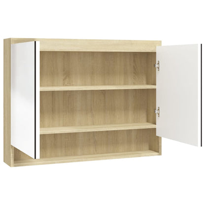 vidaXL Armoire de toilette 80x15x60 cm MDF Blanc et Aspect Chêne