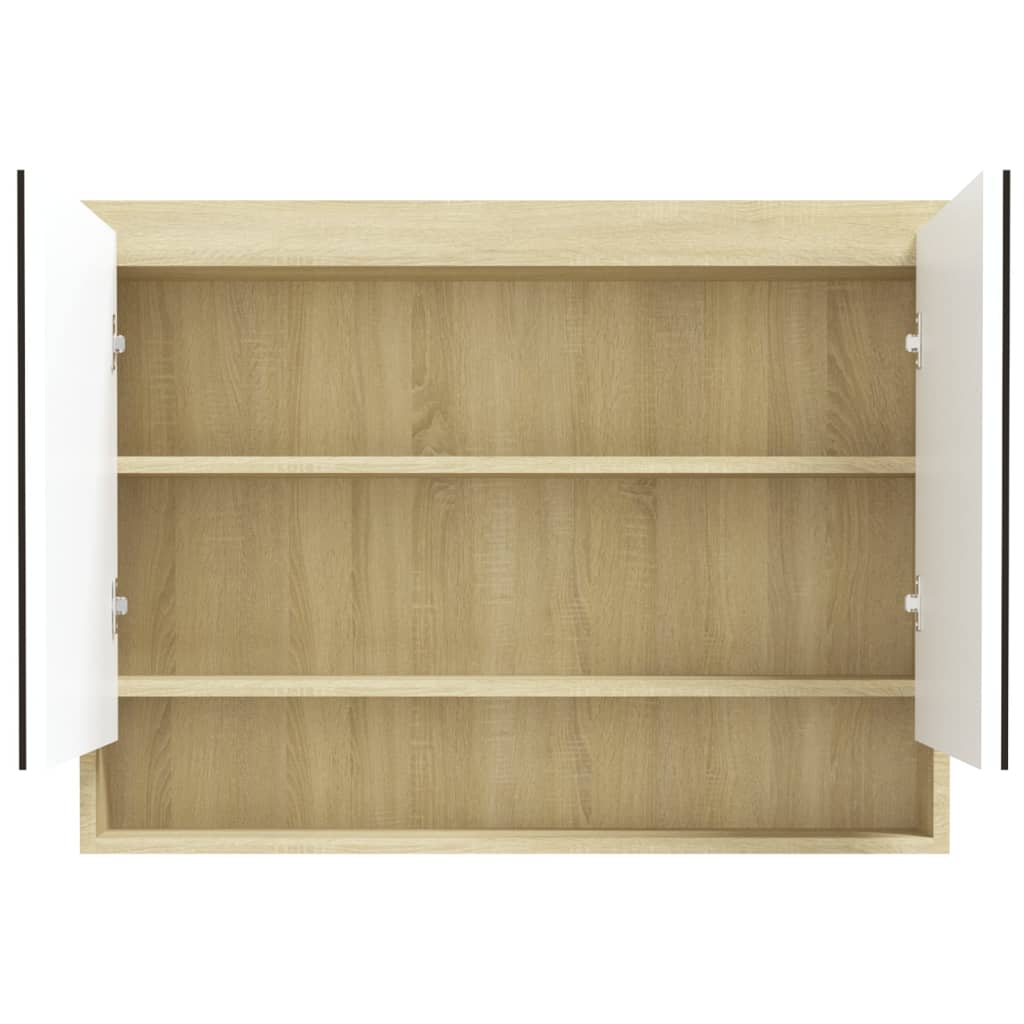 vidaXL Armoire de toilette 80x15x60 cm MDF Blanc et Aspect Chêne