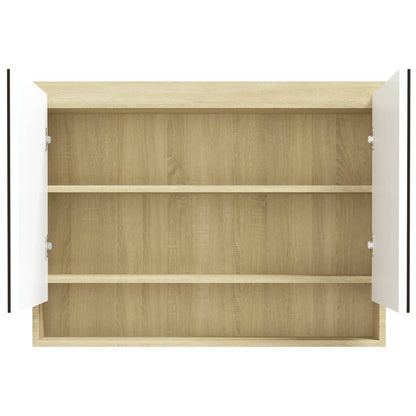 vidaXL Armoire de toilette 80x15x60 cm MDF Blanc et Aspect Chêne