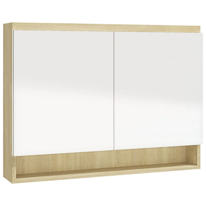 vidaXL Armoire de toilette 80x15x60 cm MDF Blanc et Aspect Chêne