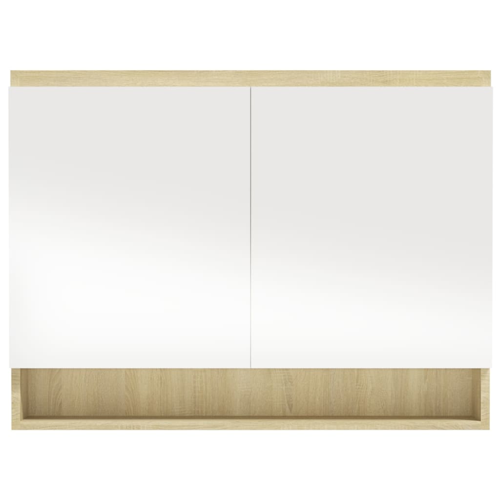 vidaXL Armoire de toilette 80x15x60 cm MDF Blanc et Aspect Chêne