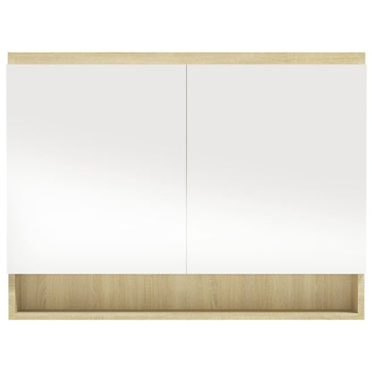 vidaXL Armoire de toilette 80x15x60 cm MDF Blanc et Aspect Chêne