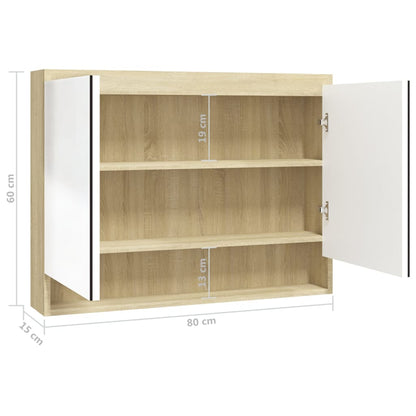 vidaXL Armoire de toilette 80x15x60 cm MDF Blanc et Aspect Chêne